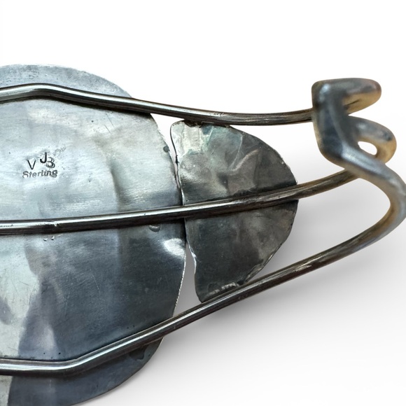 Genuine Sleeping Beauty Turquoise Sterling Silver Cuff Bracelet- Signed Cuff - Picture 14 of 16